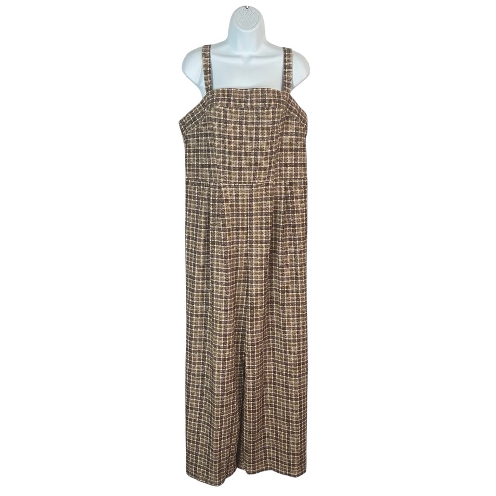 SHEIN CURVE Mod Plaid Wide Leg Jumpsuit - Picture 4 of 6